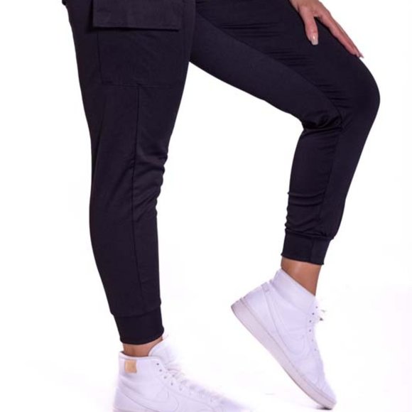 Cargo Pocket Black Joggers - Picture 3 of 9